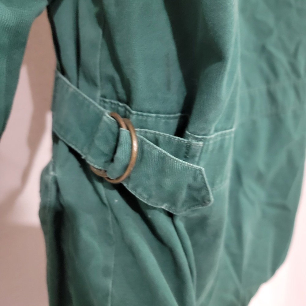 VTG Eddie Bauer Goose Down Jacket Small Women Green Cotton Leather, Hiking Chore - Picture 7 of 16